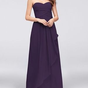 Strapless Crinkle Chiffon Dress with Cascade Skirt